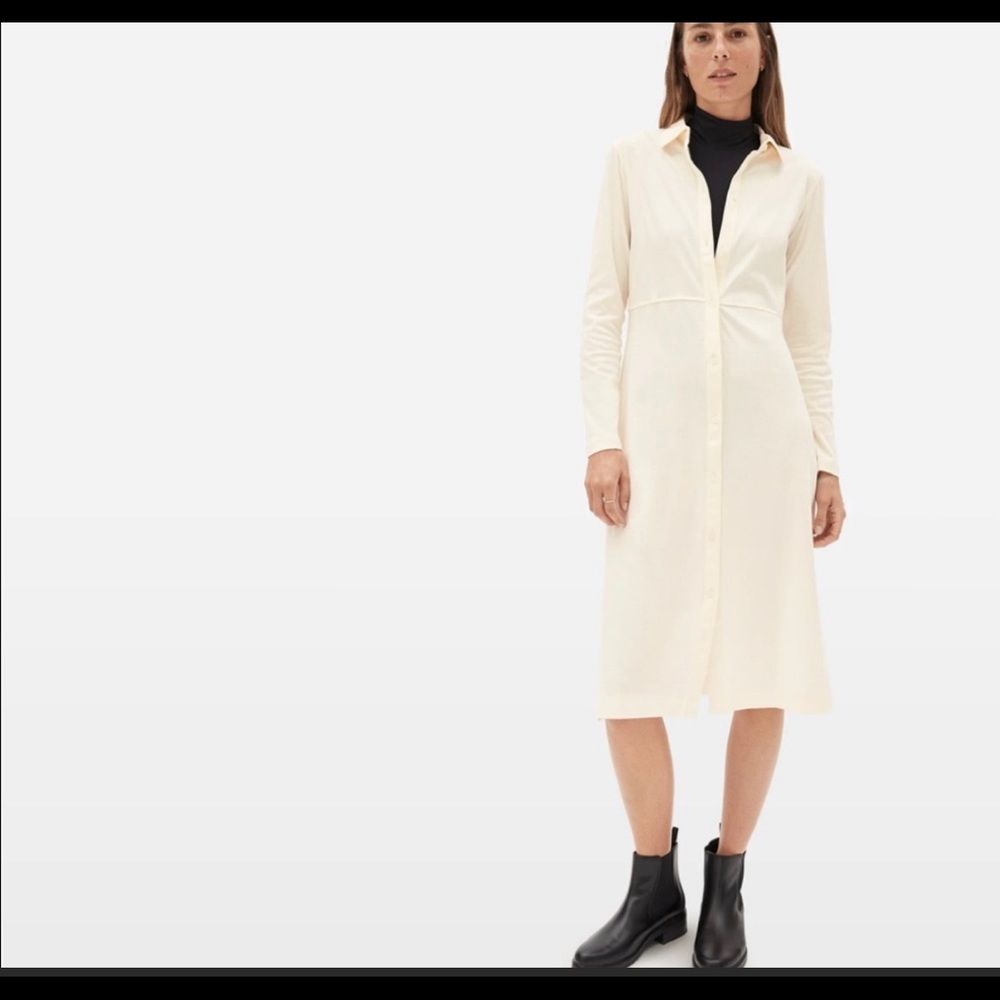 The Luxe Cotton Shirtdress in Canvas in size XL